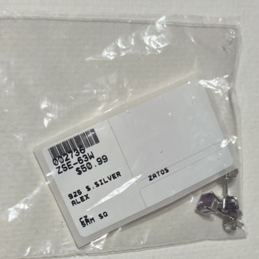 Sterling Silver 925 Purple Stud Earrings New With Tag Msrp $50.99